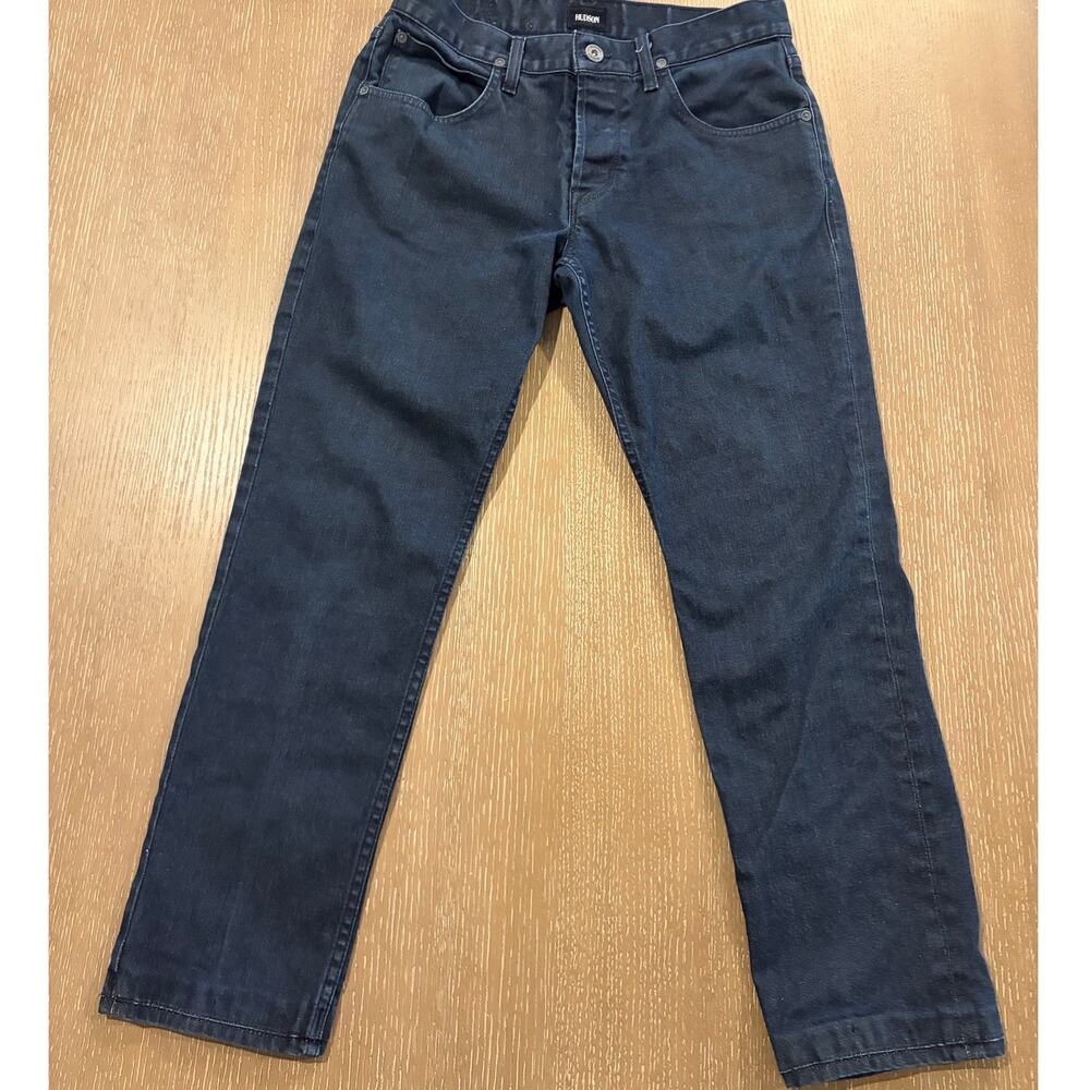 Hudson Blake Slim Straight Jeans Pants Mens Actual 32X27 Twill Stretch Dark Wash
